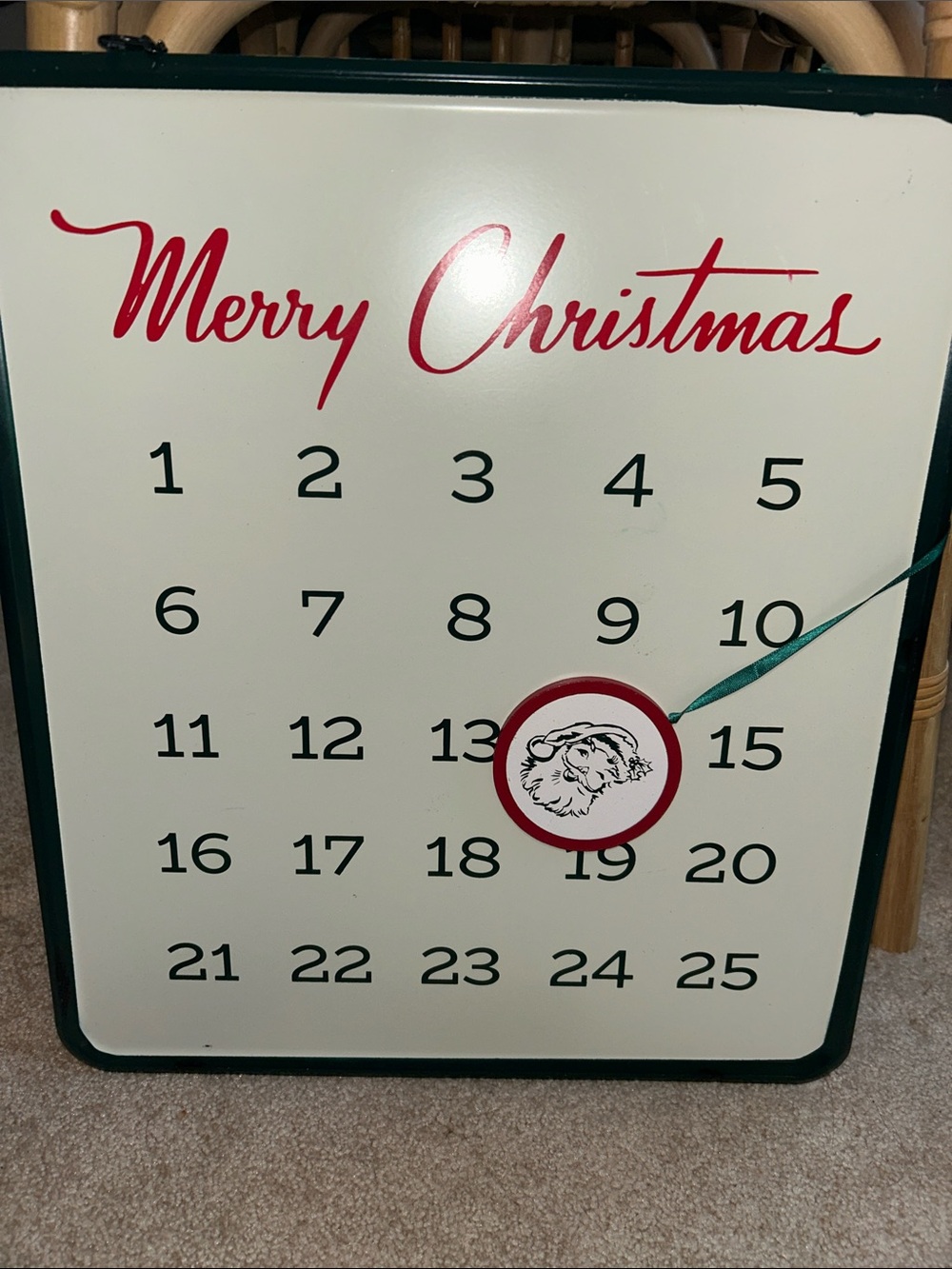 Hearth & Hand 15” H White and Red Merry Christmas Countdown Calendar